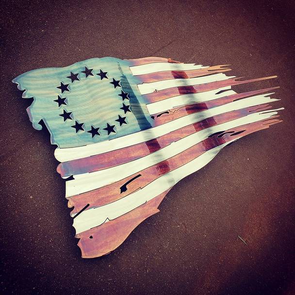 24 In x 14 In American_Betsy Ross Battle Flag Steel Sign